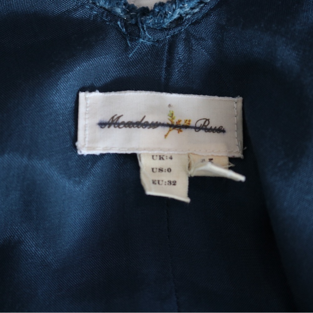 Anthropologie Meadow Rue Embroidered Beaded Chevron Dress blue size 0 - Picture 11 of 11